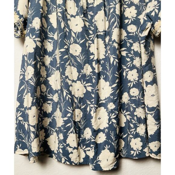 Savanna Jane 2X Embroidered Boho Peasant Top Blue Floral Tassel Sleeve Tunic - Picture 5 of 13